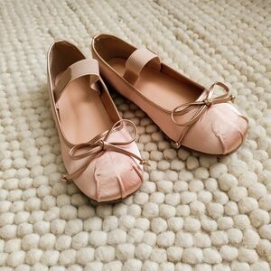 champagne pink satin ballet flats (Miu Miu dupe)